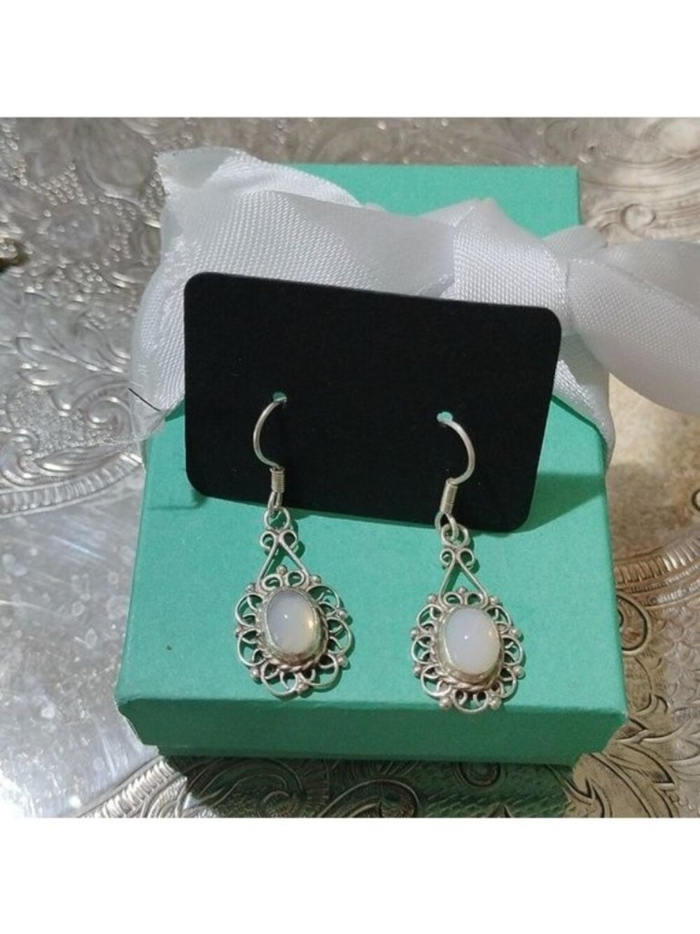 Sterling Silver+ Moonstone Earrings on French Hooks